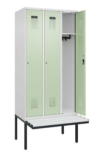 C+P Spind Evolo PLUS 0490407-10 mit Sitzbank 1 Abt.300mm Drehriegel (HxBxT) 2120x300x815mm 7016/7016