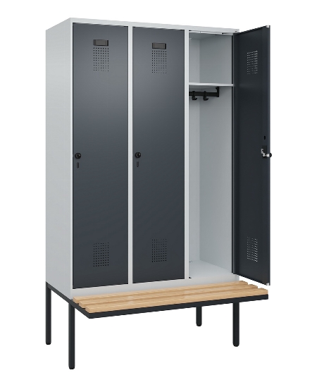 C+P Spind Evolo PLUS 0490407-10 mit Sitzbank 1 Abt.300mm Zylinder (HxBxT) 2120x300x815mm 9016/9016