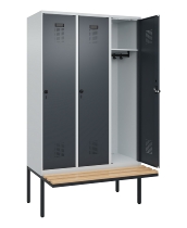 C+P Spind Evolo PLUS 0490407-32 mit Sitzbank 3 Abt. je 400mm Drehriegel (HxBxT) 2120x1200x815mm 7035/7016