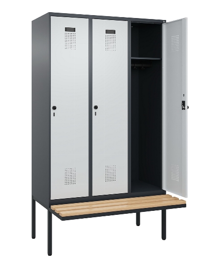 C+P Spind Evolo PLUS 0490407-10 mit Sitzbank 1 Abt.300mm Zylinder (HxBxT) 2120x300x815mm 9016/9016