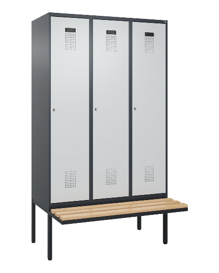C+P Spind Evolo PLUS 0490407-10 mit Sitzbank 1 Abt.300mm Zylinder (HxBxT) 2120x300x815mm 9016/9016