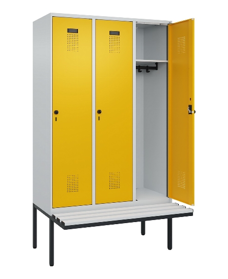 C+P Spind Evolo PLUS 0490407-10 mit Sitzbank 1 Abt.300mm Drehriegel (HxBxT) 2120x300x815mm 7016/7016