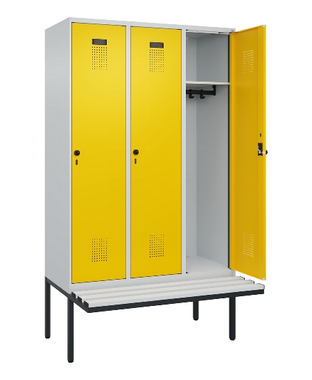 C+P Spind Evolo PLUS 0490407-10 mit Sitzbank 1 Abt.300mm Drehriegel (HxBxT) 2120x300x815mm 7016/7016