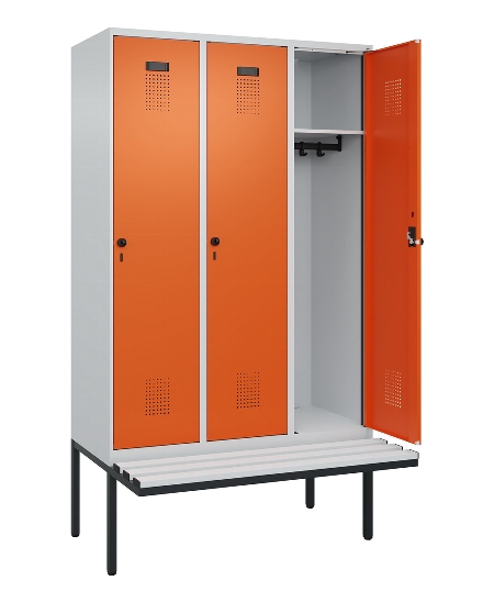 C+P Spind Evolo PLUS 0490407-10 mit Sitzbank 1 Abt.300mm Drehriegel (HxBxT) 2120x300x815mm 7016/7016