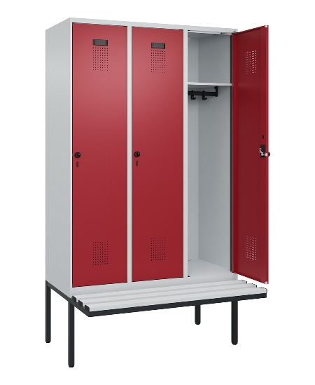C+P Spind Evolo PLUS 0490407-10 mit Sitzbank 1 Abt.300mm Drehriegel (HxBxT) 2120x300x815mm 7016/7016