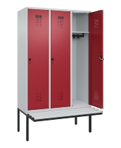 C+P Spind Evolo PLUS 0490407-10 mit Sitzbank 1 Abt.300mm Drehriegel (HxBxT) 2120x300x815mm 7016/7016