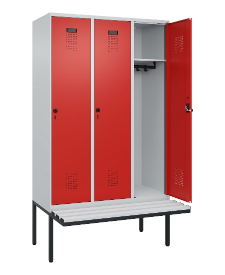 C+P Spind Evolo PLUS 0490407-10 mit Sitzbank 1 Abt.300mm Drehriegel (HxBxT) 2120x300x815mm 7016/7016