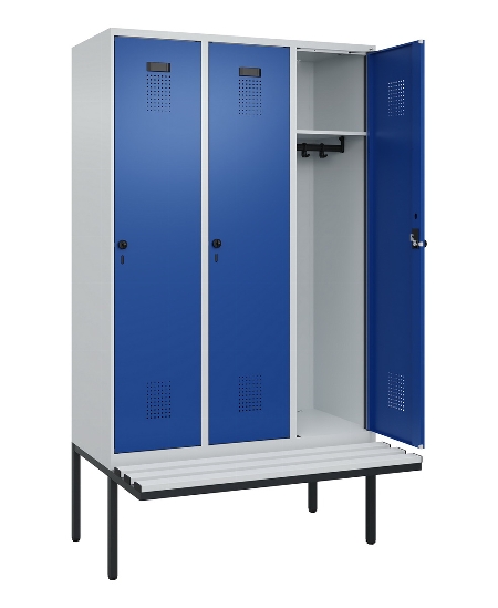C+P Spind Evolo PLUS 0490407-10 mit Sitzbank 1 Abt.300mm Drehriegel (HxBxT) 2120x300x815mm 7016/7016