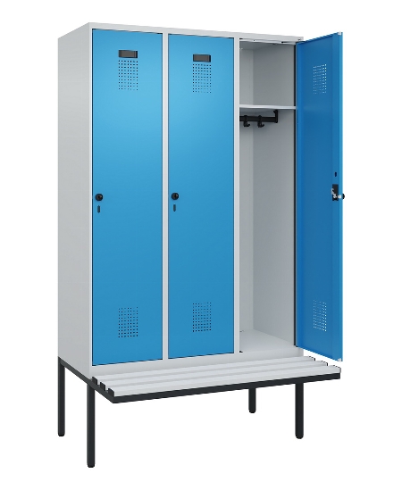 C+P Spind Evolo PLUS 0490407-10 mit Sitzbank 1 Abt.300mm Drehriegel (HxBxT) 2120x300x815mm 7016/7016