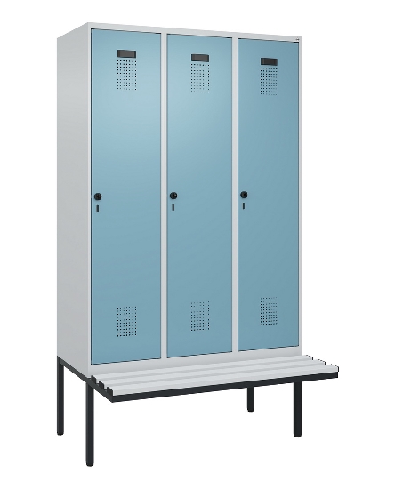 C+P Spind Evolo PLUS 0490407-10 mit Sitzbank 1 Abt.300mm Drehriegel (HxBxT) 2120x300x815mm 7016/7016