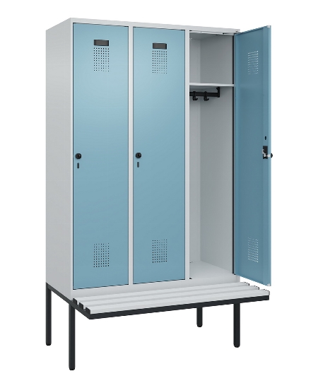 C+P Spind Evolo PLUS 0490407-10 mit Sitzbank 1 Abt.300mm Drehriegel (HxBxT) 2120x300x815mm 7016/7016
