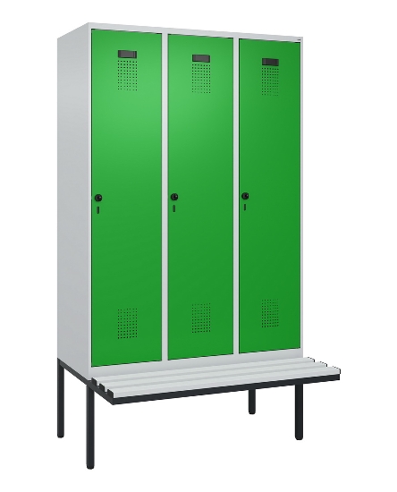 C+P Spind Evolo PLUS 0490407-10 mit Sitzbank 1 Abt.300mm Drehriegel (HxBxT) 2120x300x815mm 7016/7016
