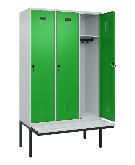 C+P Spind Evolo PLUS 0490407-10 mit Sitzbank 1 Abt.300mm Drehriegel (HxBxT) 2120x300x815mm 7016/7016