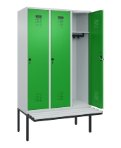 C+P Spind Evolo PLUS 0490407-10 mit Sitzbank 1 Abt.300mm Drehriegel (HxBxT) 2120x300x815mm 7016/7016