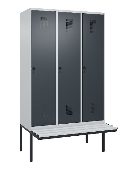 C+P Spind Evolo PLUS 0490407-10 mit Sitzbank 1 Abt.300mm Drehriegel (HxBxT) 2120x300x815mm 7016/7016