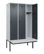 C+P Spind Evolo PLUS 0490407-10 mit Sitzbank 1 Abt.300mm Drehriegel (HxBxT) 2120x300x815mm 7016/7016