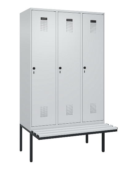 C+P Spind Evolo PLUS 0490407-10 mit Sitzbank 1 Abt.300mm Drehriegel (HxBxT) 2120x300x815mm 7016/7016
