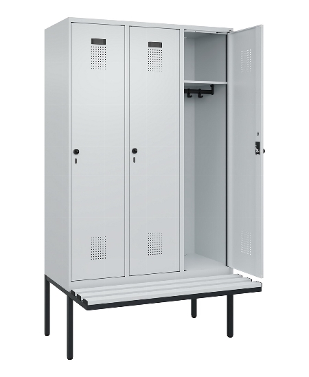 C+P Spind Evolo PLUS 0490407-10 mit Sitzbank 1 Abt.300mm Drehriegel (HxBxT) 2120x300x815mm 7016/7016