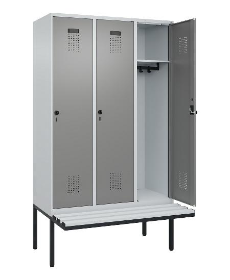 C+P Spind Evolo PLUS 0490407-10 mit Sitzbank 1 Abt.300mm Drehriegel (HxBxT) 2120x300x815mm 7016/7016