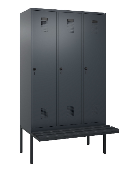 C+P Spind Evolo PLUS 0490407-10 mit Sitzbank 1 Abt.300mm Drehriegel (HxBxT) 2120x300x815mm 7016/7016
