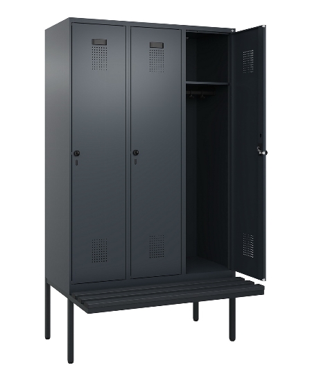 C+P Spind Evolo PLUS 0490407-10 mit Sitzbank 1 Abt.300mm Drehriegel (HxBxT) 2120x300x815mm 7016/7016