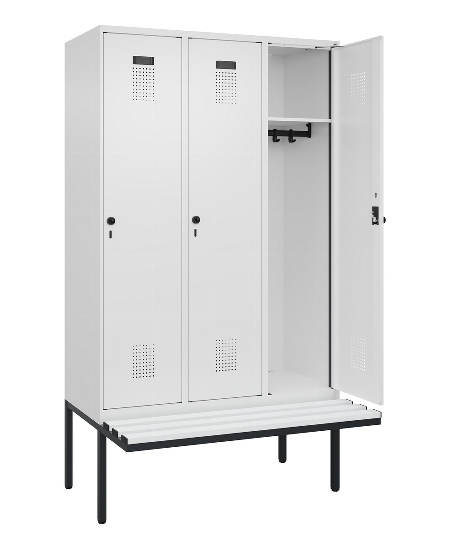 C+P Spind Evolo PLUS 0490407-10 mit Sitzbank 1 Abt.300mm Drehriegel (HxBxT) 2120x300x815mm 7016/7016