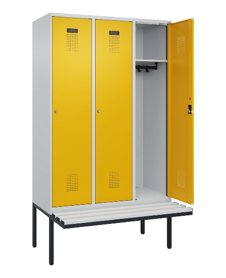 C+P Spind Evolo PLUS 0490407-10 mit Sitzbank 1 Abt.300mm Drehriegel (HxBxT) 2120x300x815mm 7016/7016