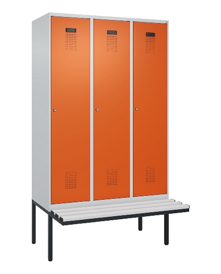 C+P Spind Evolo PLUS 0490407-10 mit Sitzbank 1 Abt.300mm Drehriegel (HxBxT) 2120x300x815mm 7016/7016