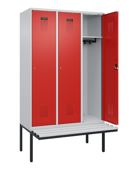 C+P Spind Evolo PLUS 0490407-10 mit Sitzbank 1 Abt.300mm Drehriegel (HxBxT) 2120x300x815mm 7016/7016