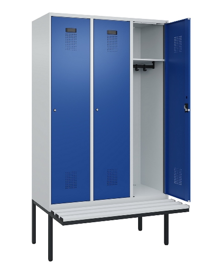 C+P Spind Evolo PLUS 0490407-10 mit Sitzbank 1 Abt.300mm Drehriegel (HxBxT) 2120x300x815mm 7016/7016