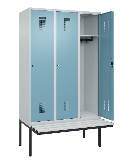 C+P Spind Evolo PLUS 0490407-10 mit Sitzbank 1 Abt.300mm Drehriegel (HxBxT) 2120x300x815mm 7016/7016