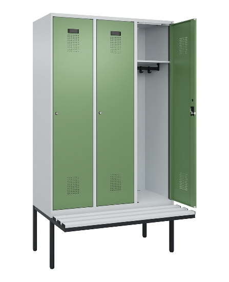 C+P Spind Evolo PLUS 0490407-10 mit Sitzbank 1 Abt.300mm Drehriegel (HxBxT) 2120x300x815mm 7016/7016