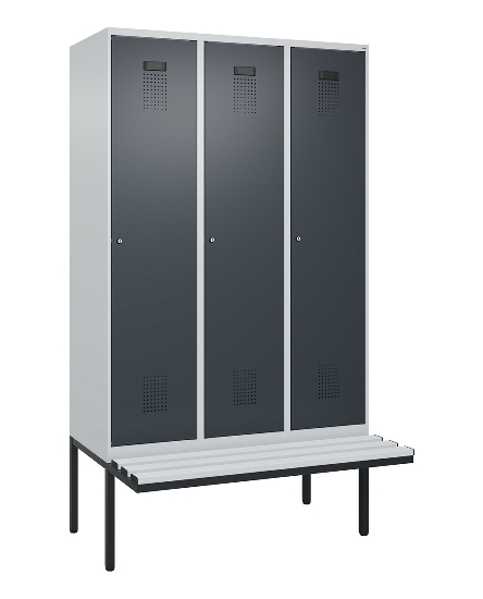 C+P Spind Evolo PLUS 0490407-10 mit Sitzbank 1 Abt.300mm Drehriegel (HxBxT) 2120x300x815mm 7016/7016