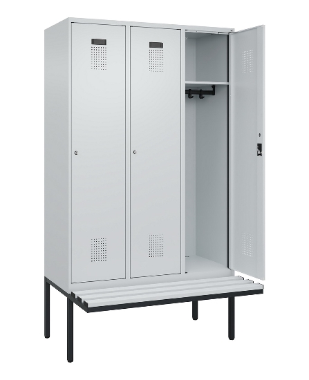 C+P Spind Evolo PLUS 0490407-10 mit Sitzbank 1 Abt.300mm Drehriegel (HxBxT) 2120x300x815mm 7016/7016