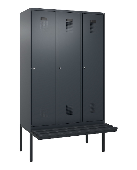 C+P Spind Evolo PLUS 0490407-10 mit Sitzbank 1 Abt.300mm Drehriegel (HxBxT) 2120x300x815mm 7016/7016