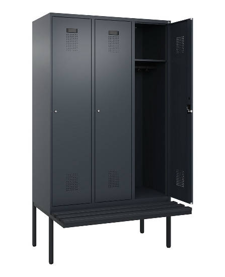 C+P Spind Evolo PLUS 0490407-10 mit Sitzbank 1 Abt.300mm Drehriegel (HxBxT) 2120x300x815mm 7016/7016