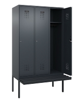C+P Spind Evolo PLUS 0490407-10 mit Sitzbank 1 Abt.300mm Drehriegel (HxBxT) 2120x300x815mm 7016/7016