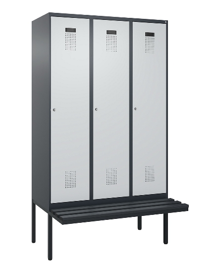 C+P Spind Evolo PLUS 0490407-10 mit Sitzbank 1 Abt.300mm Drehriegel (HxBxT) 2120x300x815mm 7016/7016