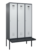 C+P Spind Evolo PLUS 0490407-10 mit Sitzbank 1 Abt.300mm Drehriegel (HxBxT) 2120x300x815mm 7016/7016