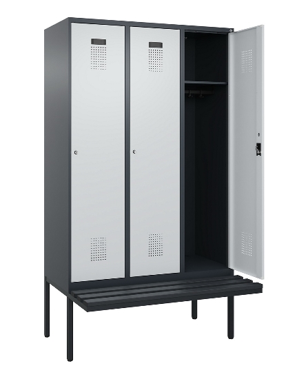 C+P Spind Evolo PLUS 0490407-10 mit Sitzbank 1 Abt.300mm Drehriegel (HxBxT) 2120x300x815mm 7016/7016