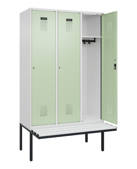 C+P Spind Evolo PLUS 0490407-10 mit Sitzbank 1 Abt.300mm Drehriegel (HxBxT) 2120x300x815mm 7016/7016