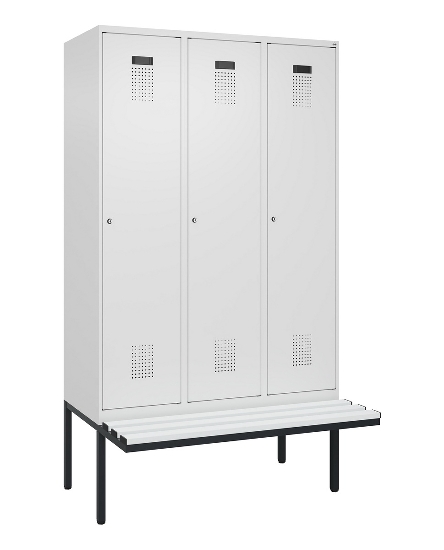 C+P Spind Evolo PLUS 0490407-10 mit Sitzbank 1 Abt.300mm Drehriegel (HxBxT) 2120x300x815mm 7016/7016