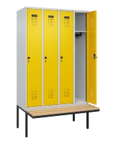 C+P Spind Evolo PLUS 0490407-40 mit Sitzbank 4 Abt. je 300mm Drehriegel (HxBxT) 2120x1200x815mm 7035/1023