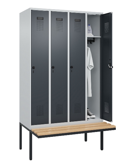 C+P Spind Evolo PLUS 0490407-10 mit Sitzbank 1 Abt.300mm Zylinder (HxBxT) 2120x300x815mm 9016/9016