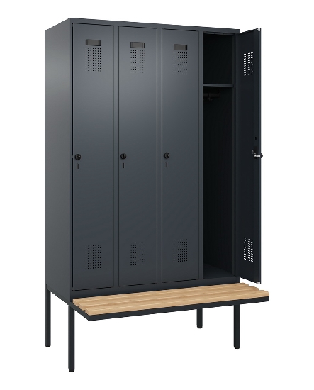 C+P Spind Evolo PLUS 0490407-10 mit Sitzbank 1 Abt.300mm Zylinder (HxBxT) 2120x300x815mm 9016/9016