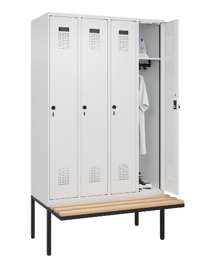 C+P Spind Evolo PLUS 0490407-10 mit Sitzbank 1 Abt.300mm Zylinder (HxBxT) 2120x300x815mm 9016/9016