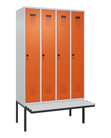C+P Spind Evolo PLUS 0490407-10 mit Sitzbank 1 Abt.300mm Drehriegel (HxBxT) 2120x300x815mm 7016/7016