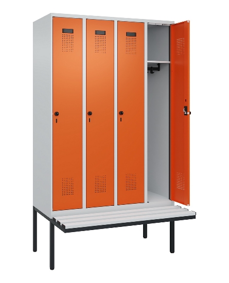 C+P Spind Evolo PLUS 0490407-10 mit Sitzbank 1 Abt.300mm Drehriegel (HxBxT) 2120x300x815mm 7016/7016