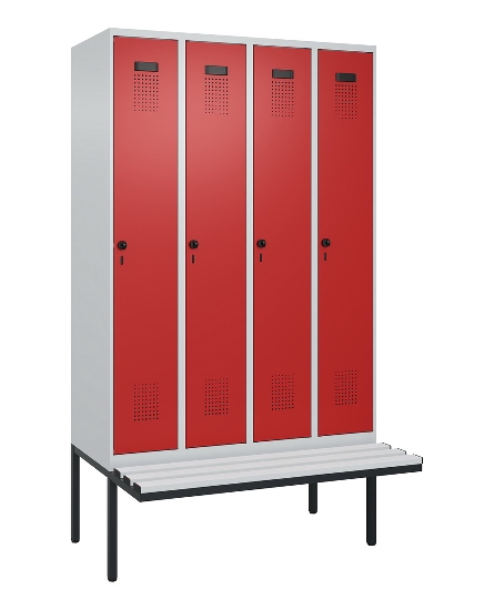 C+P Spind Evolo PLUS 0490407-10 mit Sitzbank 1 Abt.300mm Drehriegel (HxBxT) 2120x300x815mm 7016/7016