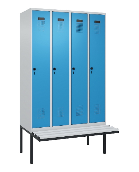 C+P Spind Evolo PLUS 0490407-10 mit Sitzbank 1 Abt.300mm Drehriegel (HxBxT) 2120x300x815mm 7016/7016